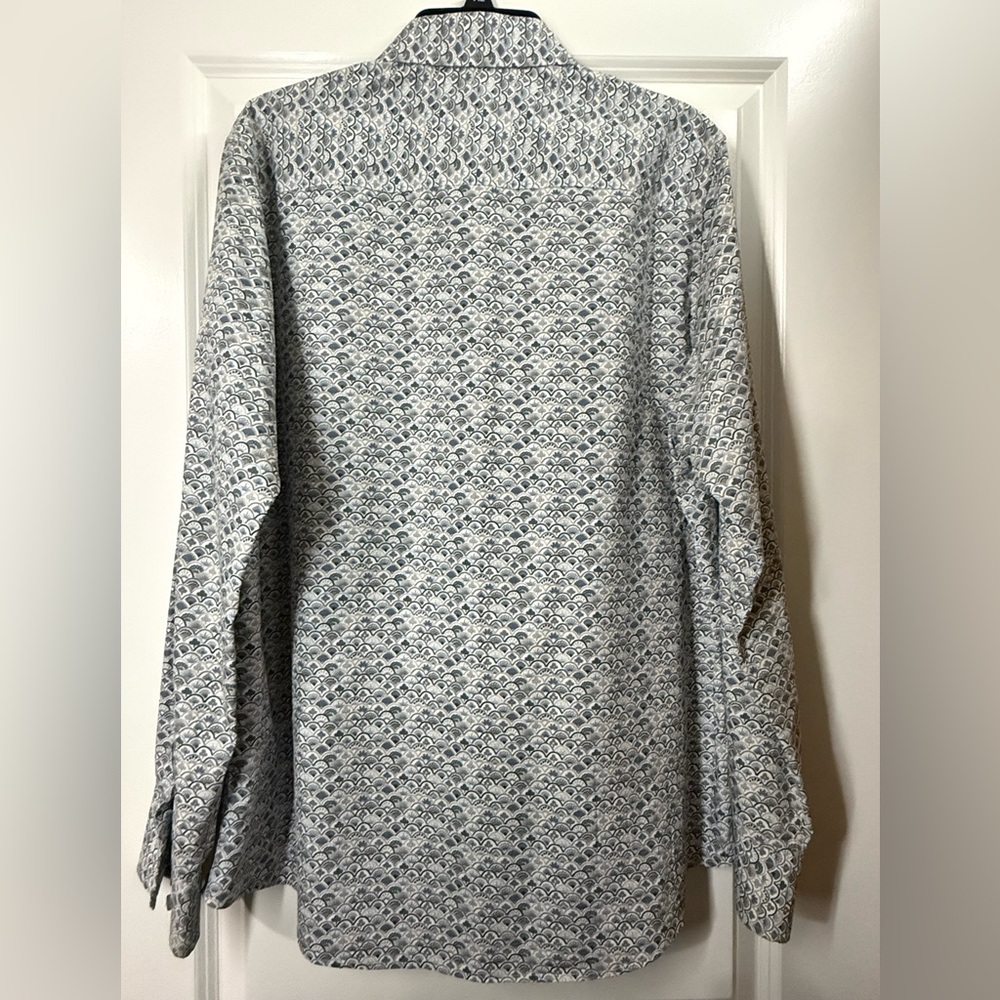 John Lennon Geometric Long Sleeve Button Dress Shirt Size L 100 Percent Cotton - Picture 2 of 5